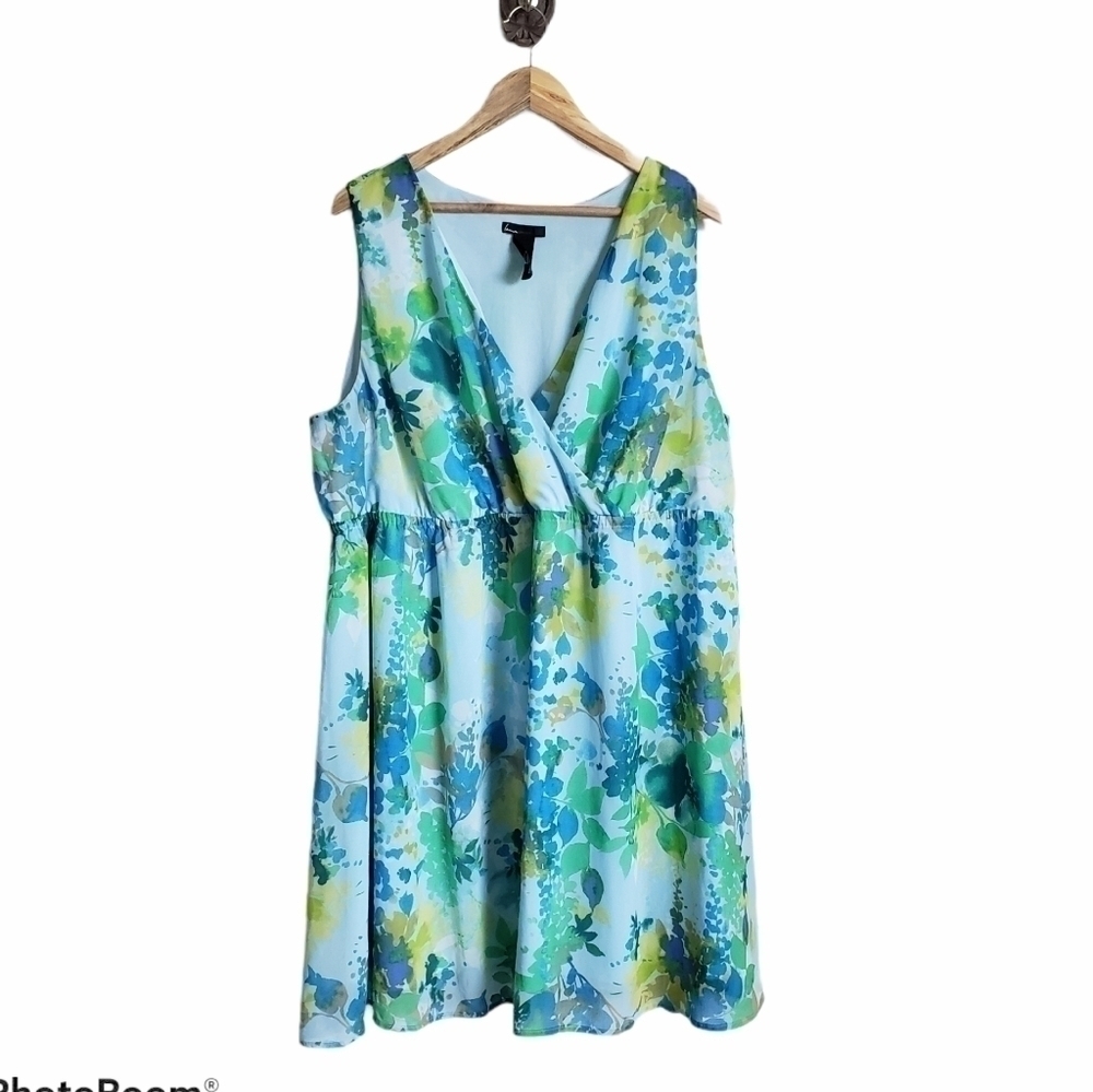 Lane Bryant blue fairycore floral v-neck midi dress - Picture 1 of 16